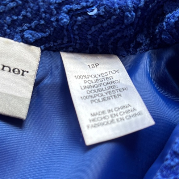 Alfred Dunner Royal Blue Textured Sequin Open-Front Blazer - Picture 4 of 10